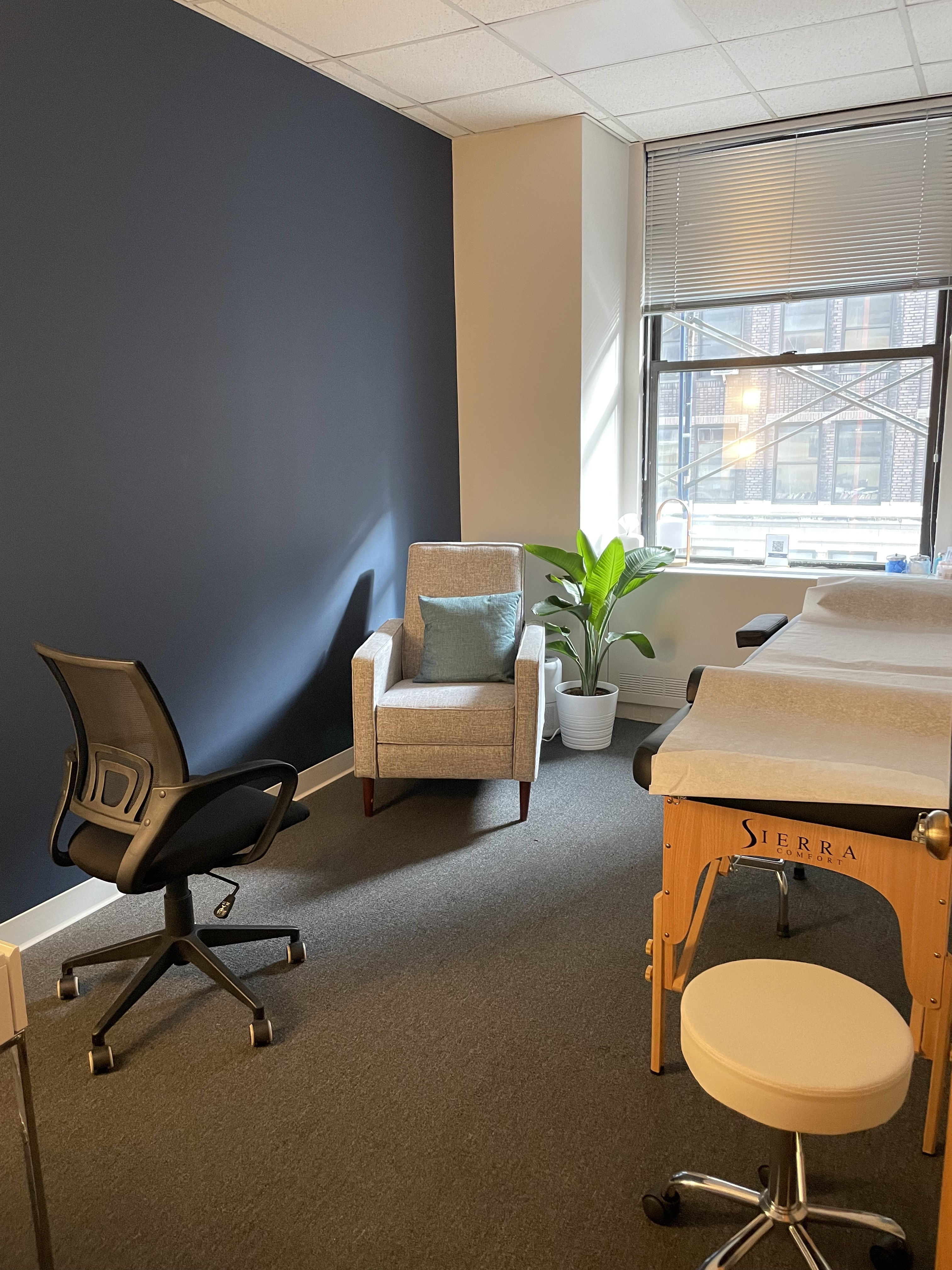 Professional office corridor with seating areas
