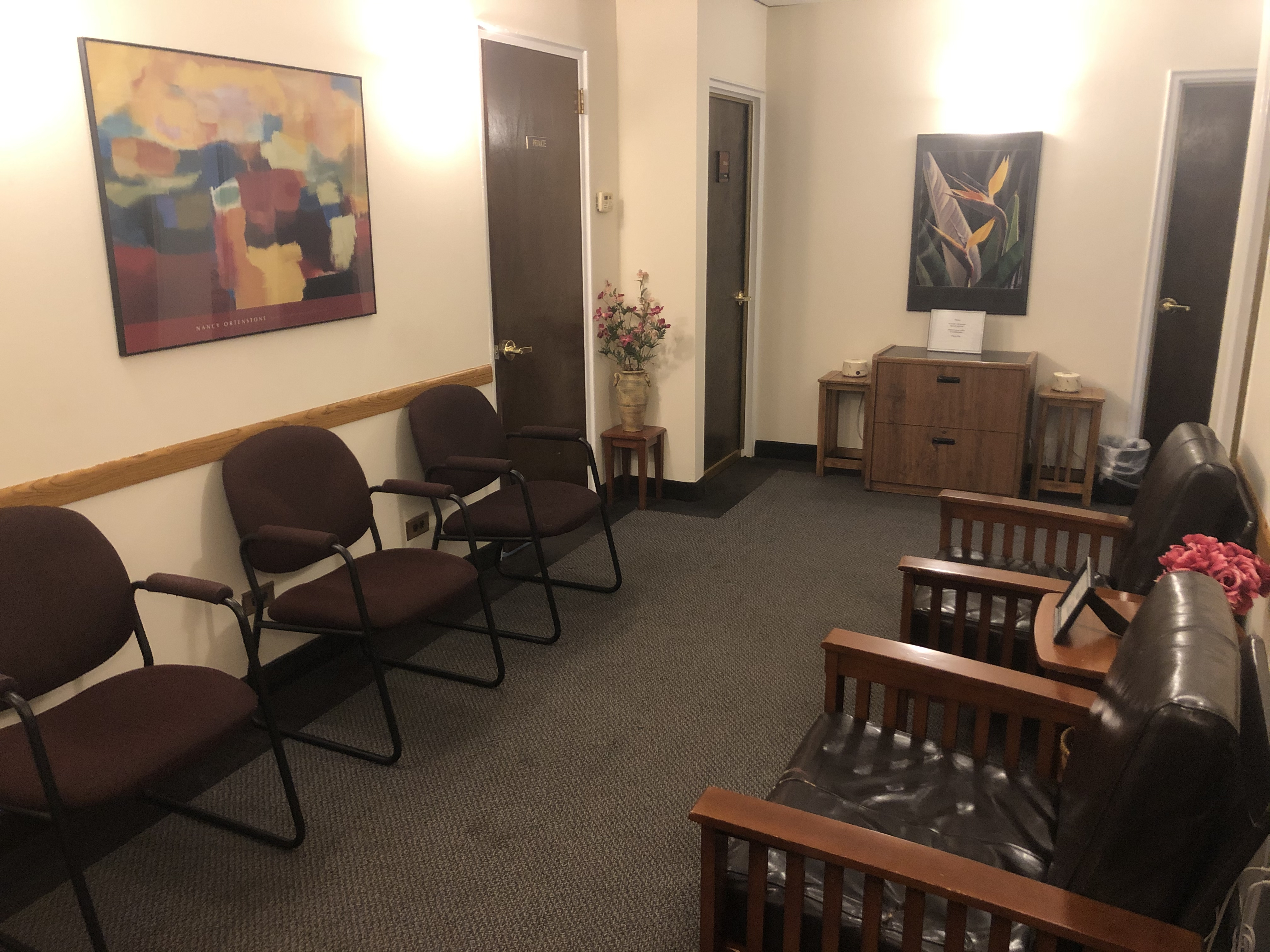 Welcoming office reception area with seating and decor