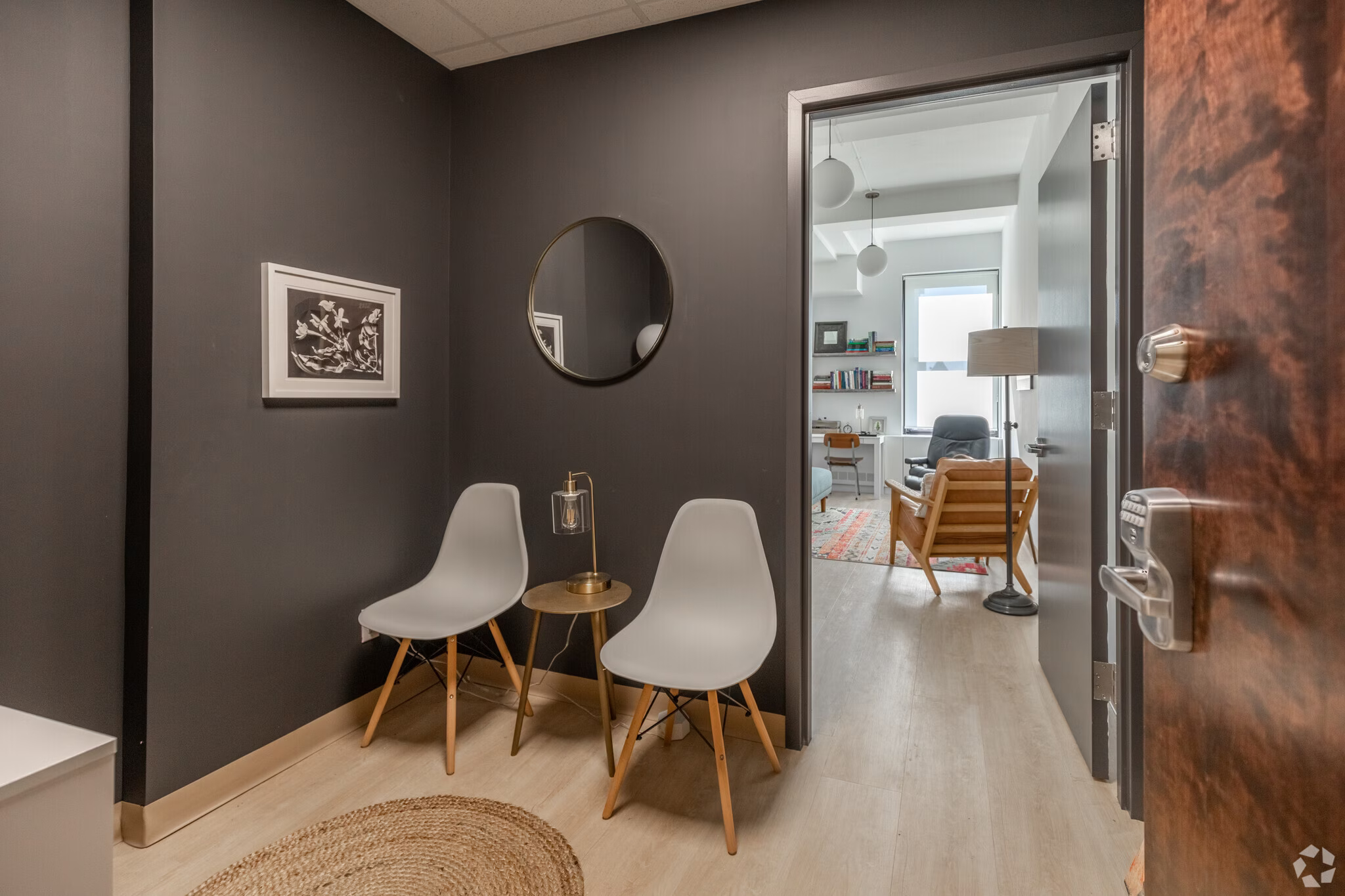 Dining area featuring table and chairs in office