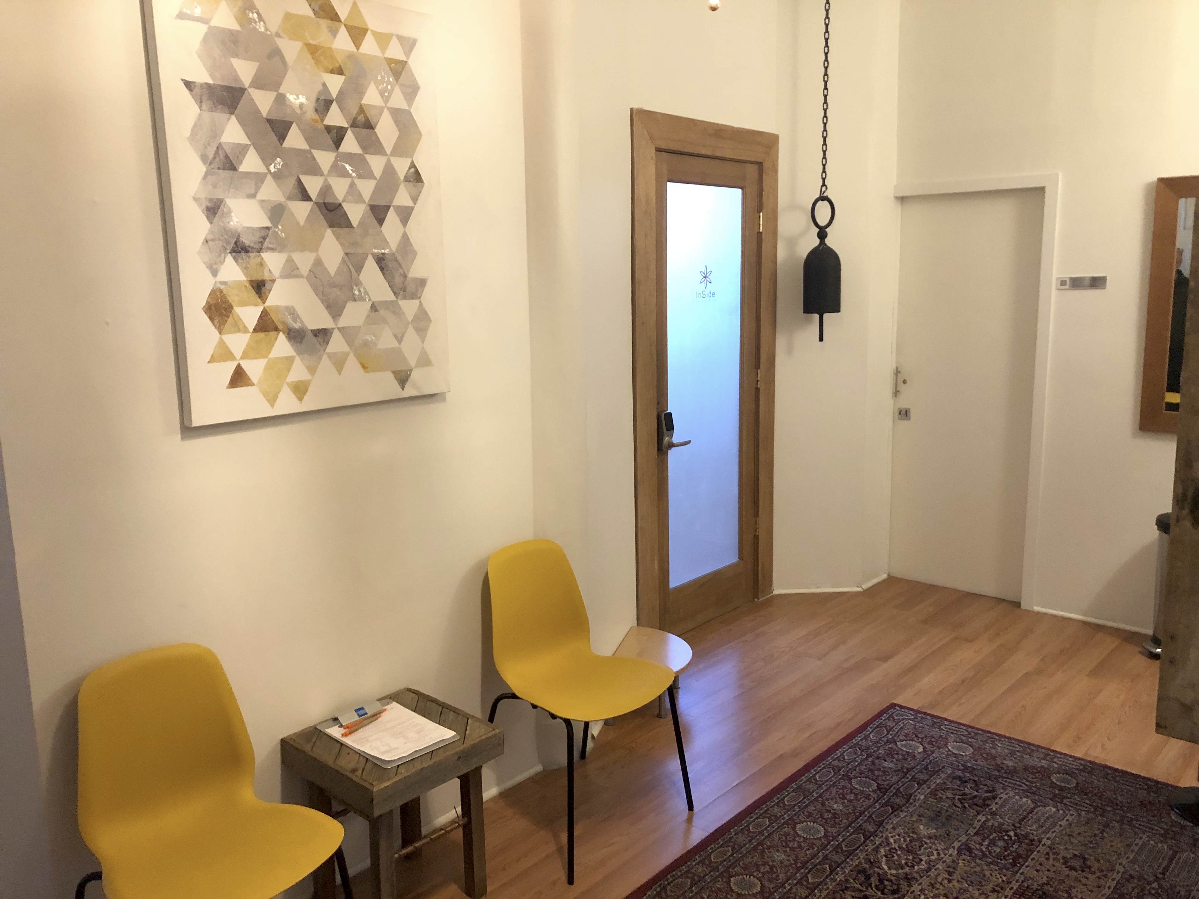 Entryway to a commercial office building with glass doors