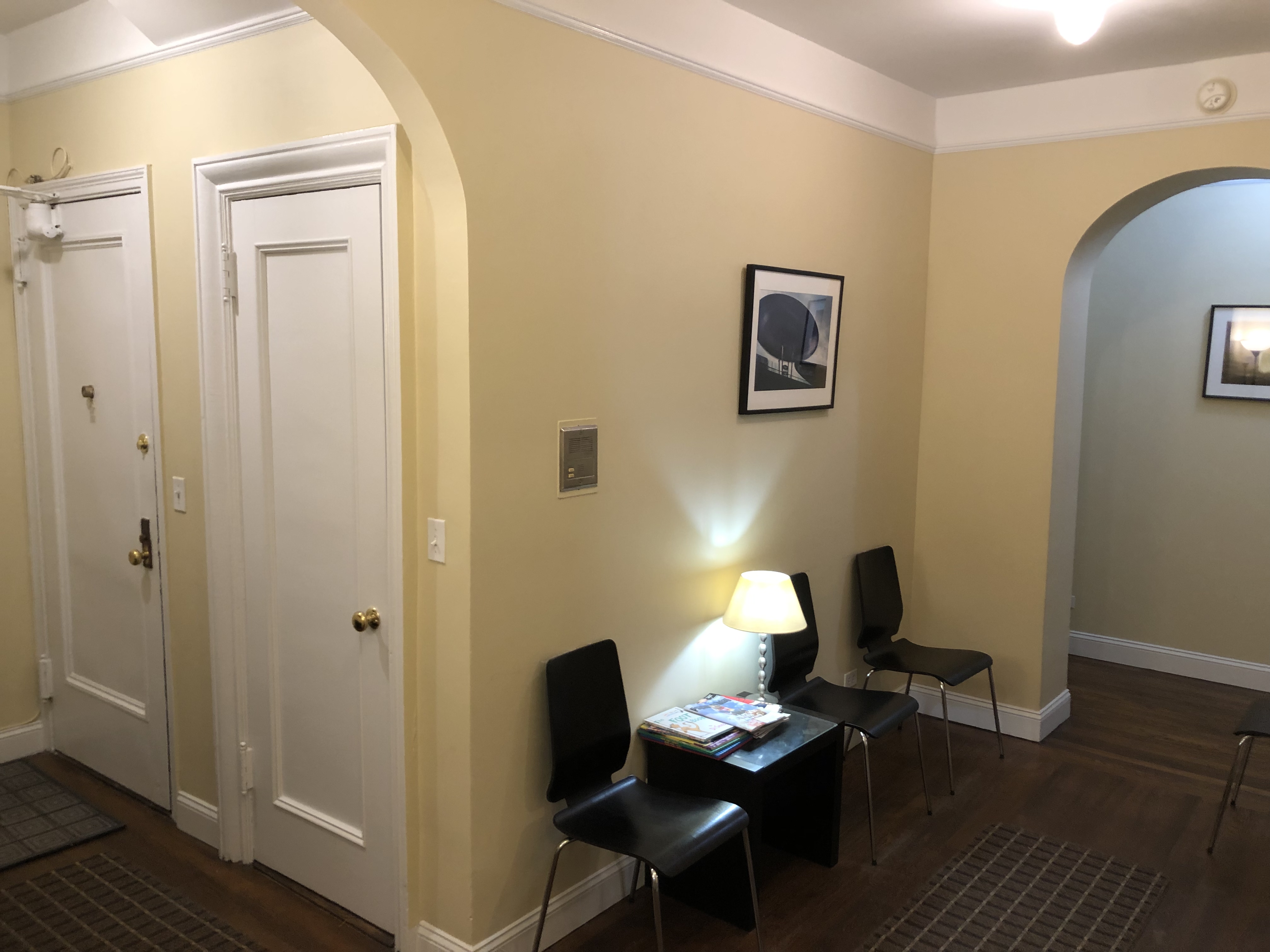 Bright interior featuring a living room setup with furniture