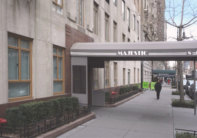 Office waiting area with seating and informational materials