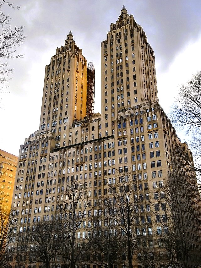 High-rise building with modern architectural features